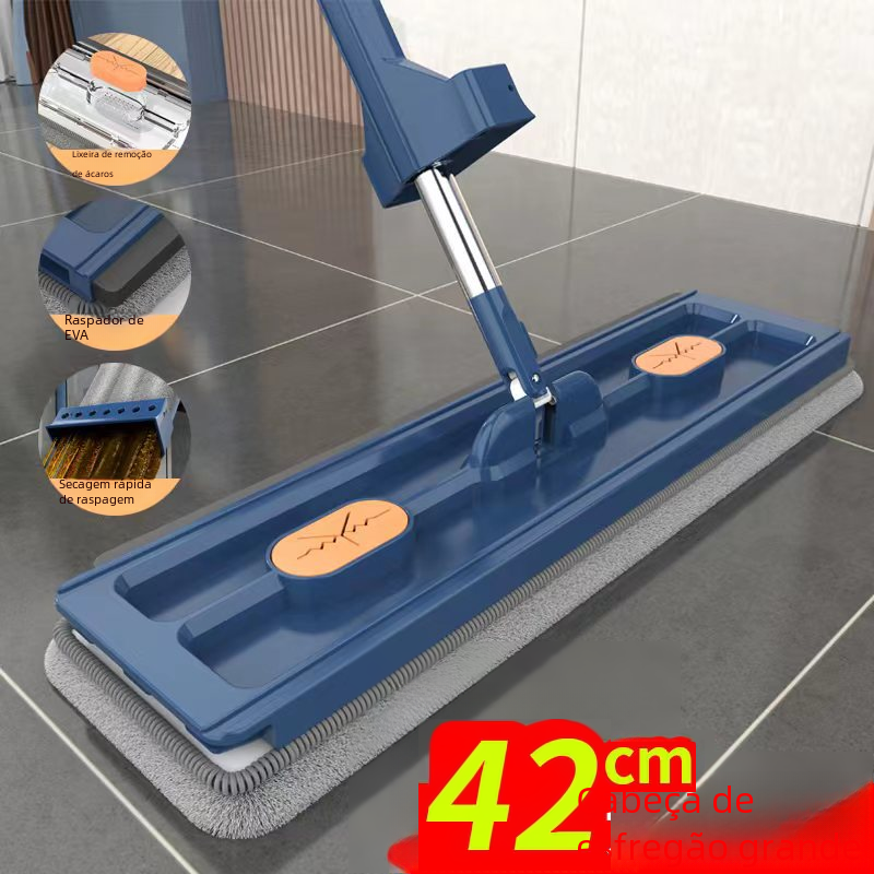42CM Hand-free Mop Household Flat Mop Absorbent New Style One-drag Clean Lazy Mop Factory Direct Supply
